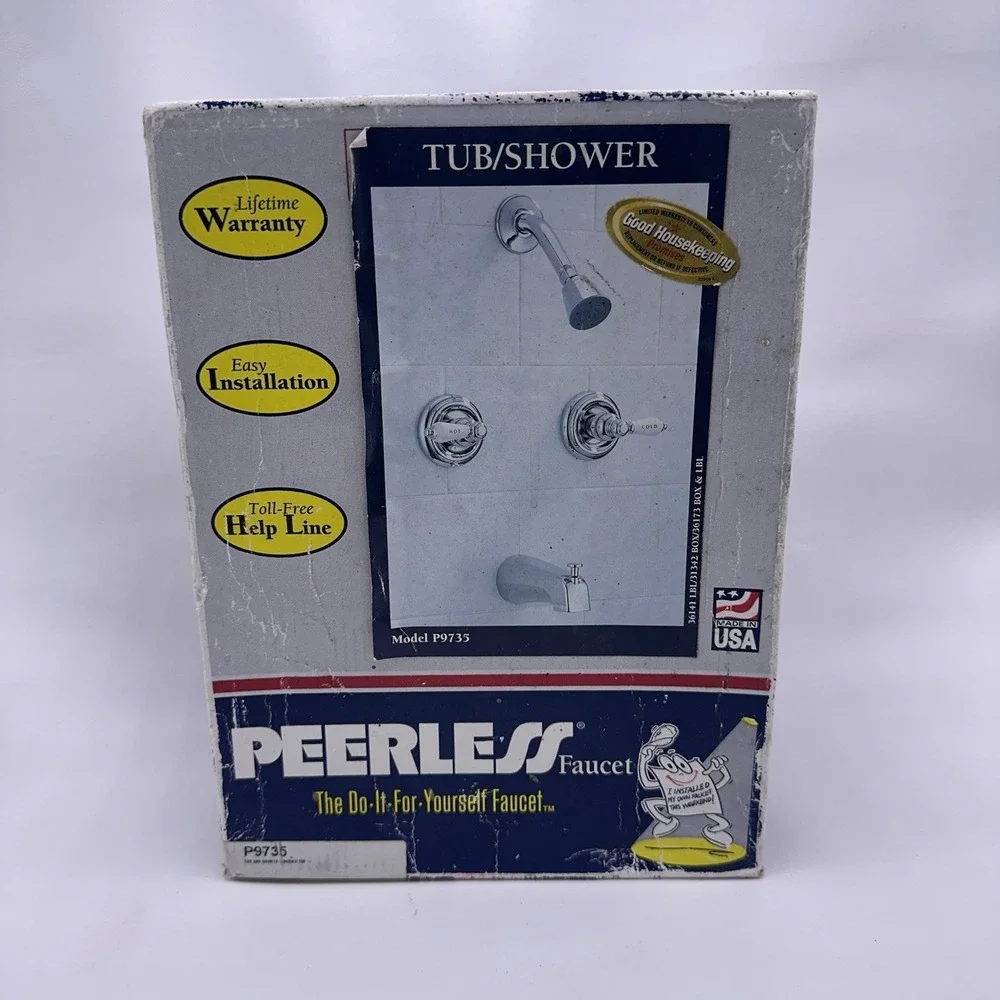 Peerless P9735 Two Handle Tub & Shower Faucet Combo Chrome New Old Stock Box
